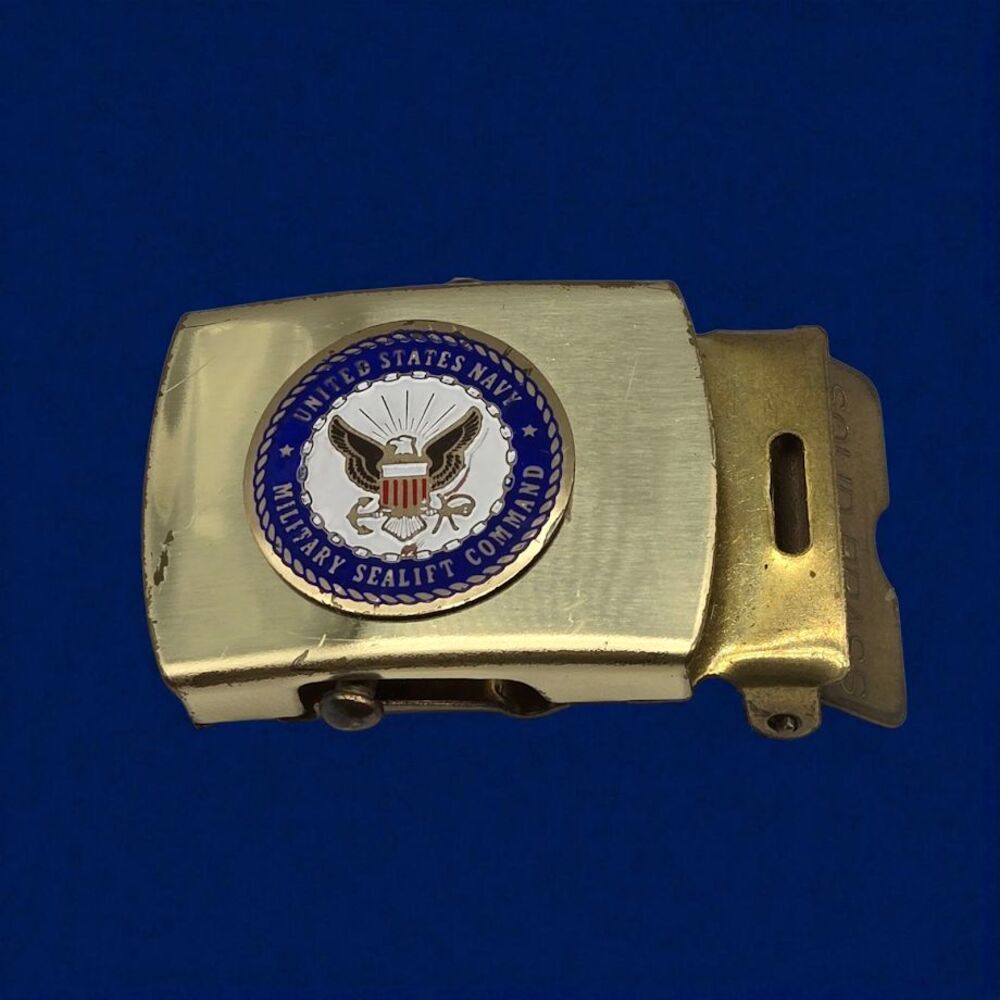 Rare Vintage Brass MSC Belt Buckle United States Navy Military Sealift Command